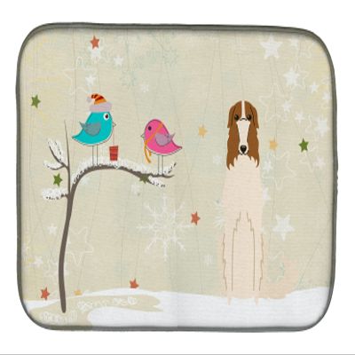 Caroline's Treasures BB2495DDM Christmas Presents between Friends Borzoi Dish Drying Mat Absorbent Dish Drying Mat Pad for Kitchen Counter Dish Drainer Mat for Countertop, 14 x 21", Multicolor