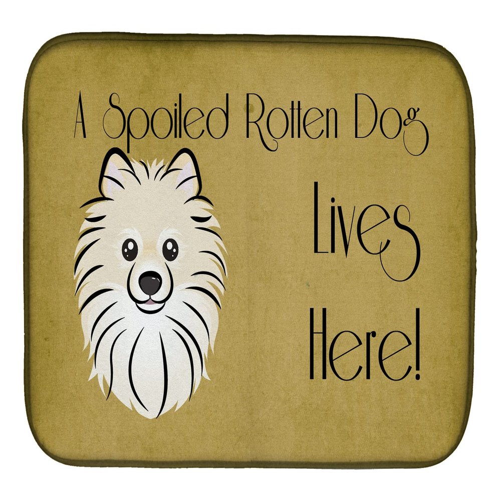 Caroline's Treasures BB1455DDM Pomeranian Spoiled Dog Lives Here Dish Drying Mat Absorbent Dish Drying Mat Pad for Kitchen Counter Dish Drainer Mat for Countertop, 14 x 21", Multicolor