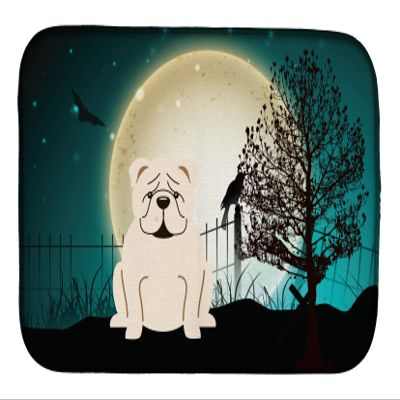 Caroline's Treasures BB2313DDM Halloween Scary English Bulldog White Dish Drying Mat Absorbent Dish Drying Mat Pad for Kitchen Counter Dish Drainer Mat for Countertop, 14 x 21", Multicolor