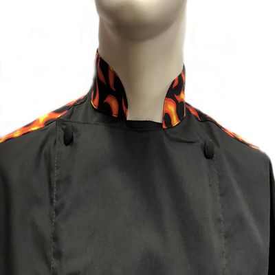 CHEFSKIN Beautiful Chef Jacket Coat Flames Design Light Weight poplin Nice Gift! (6X-80 in.Chest)