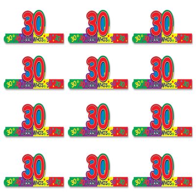 Beistle S66208-30AZ12 Look Who's30" Headbands 12 Piece, Adjustable, Multicolored