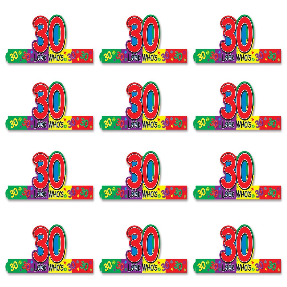Beistle S66208-30AZ12 Look Who's30" Headbands 12 Piece, Adjustable, Multicolored