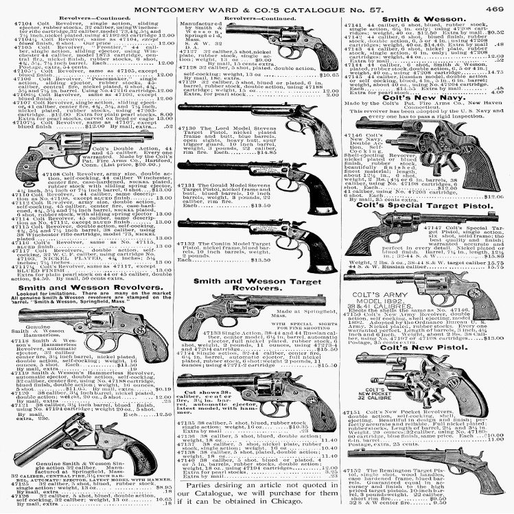 Revolvers And Pistols 1895 Npage From A Montgomery Ward Catalogue 1895 Poster Print by (18 x 24)