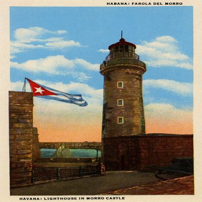 Postcard from Havana Cuba showing the Lighthouse in Morro Castle Poster Print by Curt Teich & Company (18 x 24)