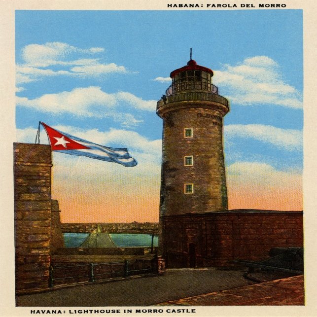 Postcard from Havana Cuba showing the Lighthouse in Morro Castle Poster Print by Curt Teich & Company (18 x 24)