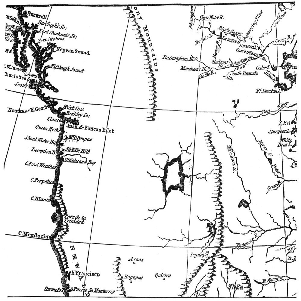 USA Map Of Oregon Na Section Of A 1795 Map By J Russell Showing What Was Known Of The Region Before The Lewis And Clark Expedition Poster Print by (18 x 24)