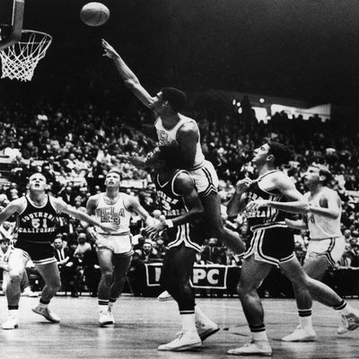 Basketball Game 1966 Nkareem Abdul Jabbar (N Lew Alcindor) Playing For Ucla Jumps To Make A Shot During A Game Against University Of Southern California December 1966 Poster Print by (18 x 24)