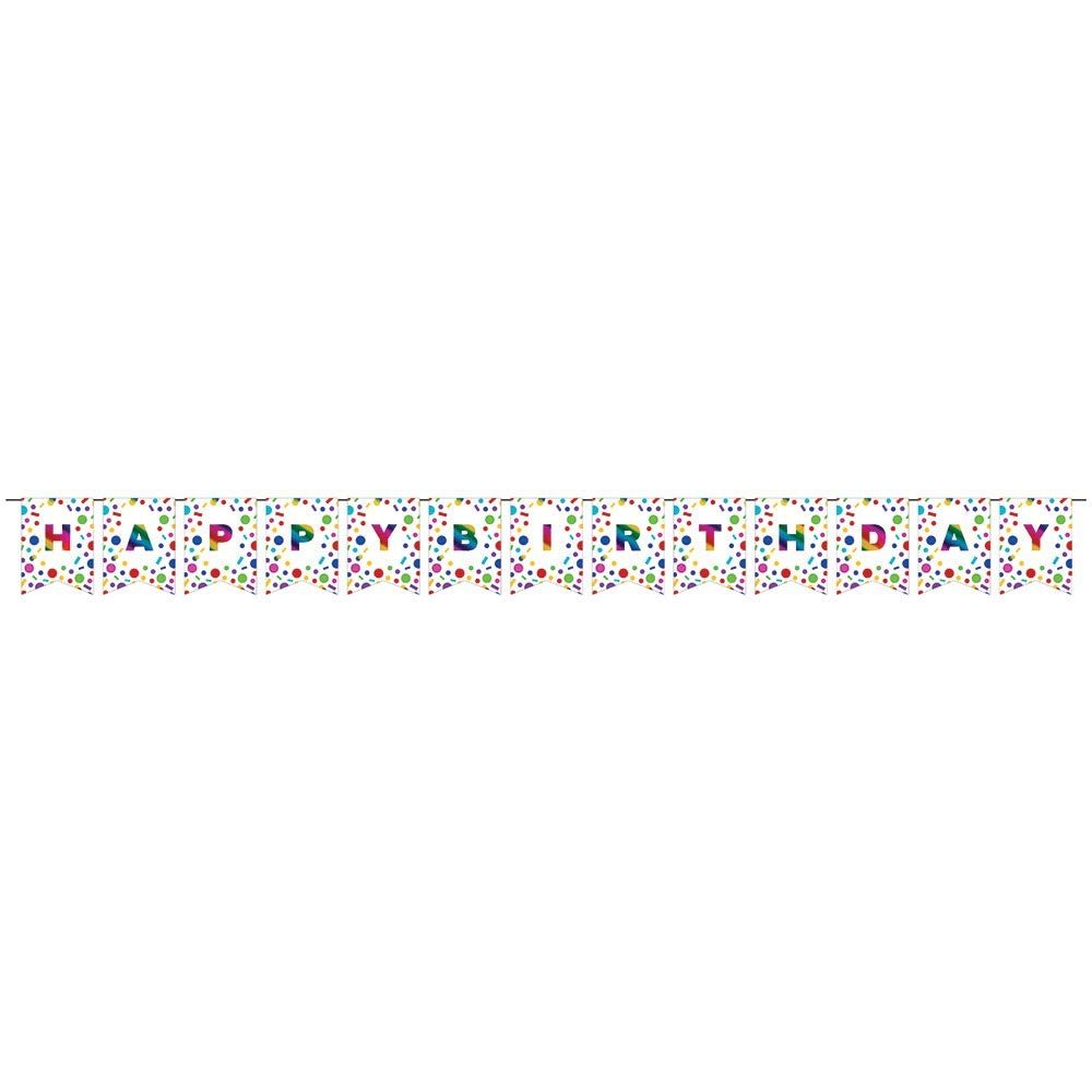 Creative Converting DIY Pennant Banner, Rainbow FOIL Birthday, 7.2", Multicolor