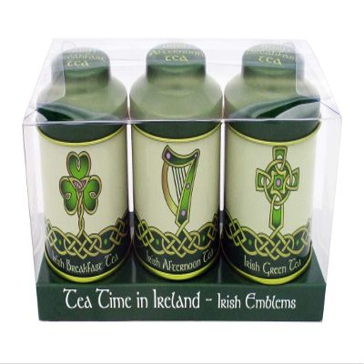 Royal Tara Irish Tea Set Breakfast Afternoon Green Tea Icons Emblem Set of 3 Tea Caddies Gift Shamrock Cross Harp