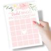 Printed Party Bridal Shower Games  Bingo Game with Blank Squares to Guess The Brides Gifts, Fun Wedding Shower Activity, Pink Floral Design, 50 Guests view 2