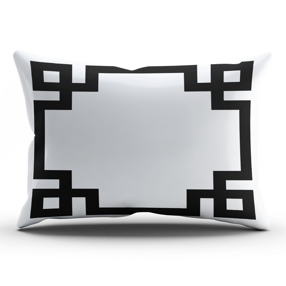 SALLEING Custom Pretty Cute Black and White Greek Key Border Decorative Pillowcase Pillowslip Throw Pillow Case Cover Zippered One Side Printed 12x24 Inches