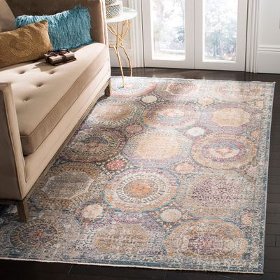 SAFAVIEH Illusion Collection Accent Rug - 3' x 5', Blue & Beige, Vintage Distressed Viscose Design, Ideal for High Traffic Areas in Entryway, Living Room, Bedroom (ILL712M)