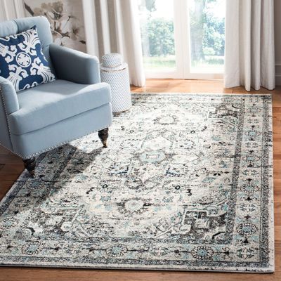 SAFAVIEH Area Rug 8x10 - Madison Collection - Large - Light Grey & Blue, Oriental Boho Chic Distressed Design, Non-Shedding & Easy Cleaning, Ideal for Living Room, Bedroom, Dining Space (MAD924F)