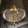 Fortessa Lucca Faceted 18/10 Stainless Steel Flatware, Salad/Dessert Fork, 7", Set of 12, Brushed Gold view 2