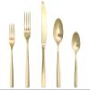 Fortessa Lucca Faceted 18/10 Stainless Steel Flatware, Salad/Dessert Fork, 7", Set of 12, Brushed Gold view 3