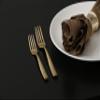 Fortessa Lucca Faceted 18/10 Stainless Steel Flatware, Salad/Dessert Fork, 7", Set of 12, Brushed Gold view 4