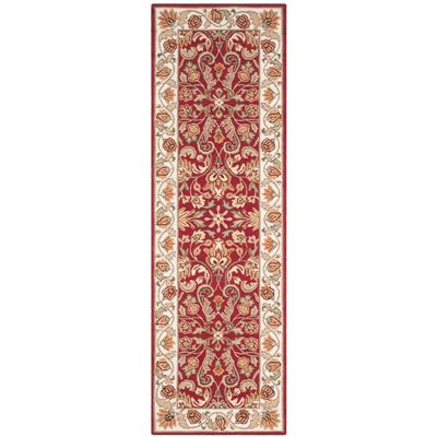 SAFAVIEH Easy Care Collection Accent Rug - 2' x 3', Red & Ivory, Hand-Hooked Oriental, Non-Shedding & Easy Care, Ideal for High Traffic Areas in Entryway, Living Room, Bedroom (EZC101C)