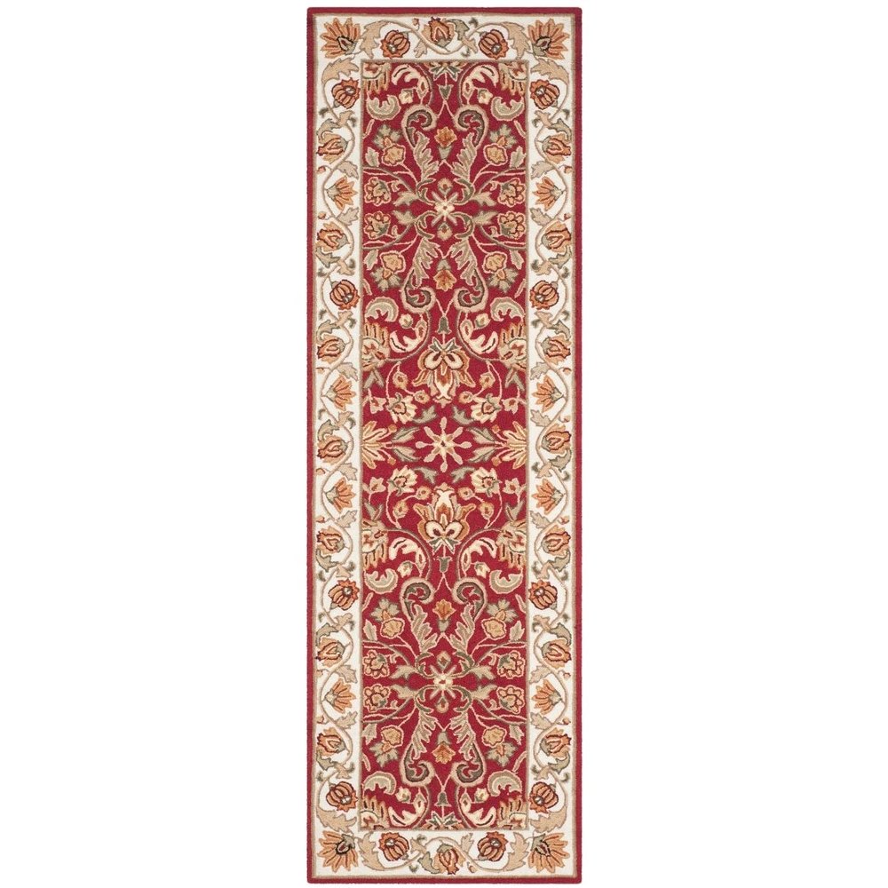 SAFAVIEH Easy Care Collection Accent Rug - 2' x 3', Red & Ivory, Hand-Hooked Oriental, Non-Shedding & Easy Care, Ideal for High Traffic Areas in Entryway, Living Room, Bedroom (EZC101C)