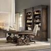 Beaumont Lane Writing Home Office Desk, Walnut Brown Finish, 66 in Wide Hardwood Solids with Veneers, Drop-Front Center Drawer, Multiple Storage Drawers, Durable Design for Office or Study Room view 2