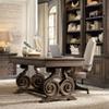 Beaumont Lane Writing Home Office Desk, Walnut Brown Finish, 66 in Wide Hardwood Solids with Veneers, Drop-Front Center Drawer, Multiple Storage Drawers, Durable Design for Office or Study Room view 4