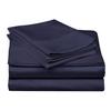 4 PCs Bed Sheet Set 400 TC 100% Pure Cotton Super Soft Long Staple, Italian Finish Fitted Sheet fits Upto 15 deep Pocket Mattress Twin XL, Navy Blue Solid view 1