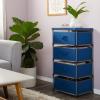 Juvale 4-Tier Tall Dresser with Drawers - 16.5 x 13 x 33 in, Navy Blue - Fabric Storage Drawers & Closet Organizer - Kids Dresser & Bedroom Storage view 2