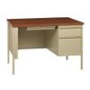 Hirsh 24x45 Right Hand Single Pedestal Metal Desk Beige/Oak view 1