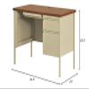 Hirsh 24x45 Right Hand Single Pedestal Metal Desk Beige/Oak view 2
