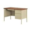 Hirsh 24x45 Right Hand Single Pedestal Metal Desk Beige/Oak view 3