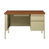 Hirsh 24x45 Right Hand Single Pedestal Metal Desk Beige/Oak view 4