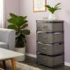 Juvale 4-Tier Dresser for Bedroom - 16.5 in x 13 in x 33 in, Light Gray Fabric, 4 Drawers - Narrow Closet Storage Drawers & Organizer - Steel Frame & Easy Assembly view 2