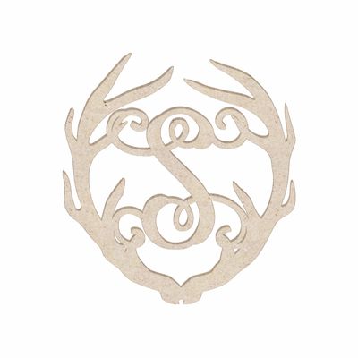 12" Antler Monogram Cutout Unfinished Wood Unpainted Initial S (Sizes 12"-30")