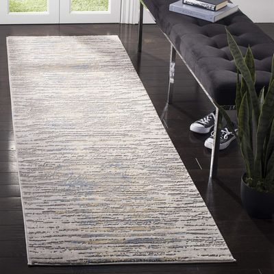 SAFAVIEH Meadow Collection 2'7" x 8' Grey Gold MDW179D Modern Abstract Runner Rug