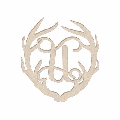 12" Antler Monogram Cutout Unfinished Wood Unpainted Initial U (Sizes 12"-30")