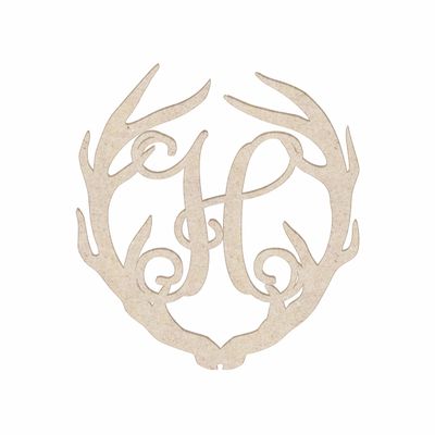 12" Antler Monogram Cutout Unfinished Wood Unpainted Initial H (Sizes 12"-30")