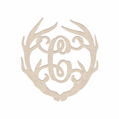 12" Antler Monogram Cutout Unfinished Wood Unpainted Initial C (Sizes 12"-30")