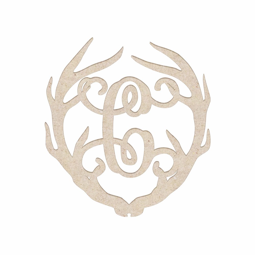12" Antler Monogram Cutout Unfinished Wood Unpainted Initial C (Sizes 12"-30")