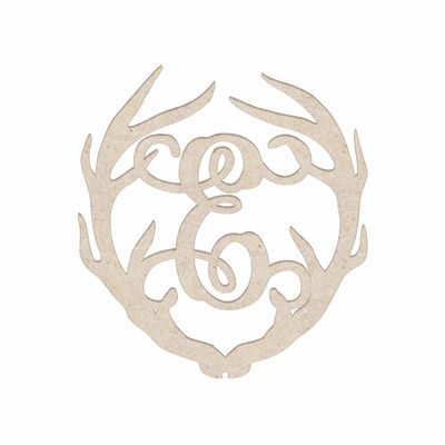 12" Antler Monogram Cutout Unfinished Wood Unpainted Initial E (Sizes 12"-30")