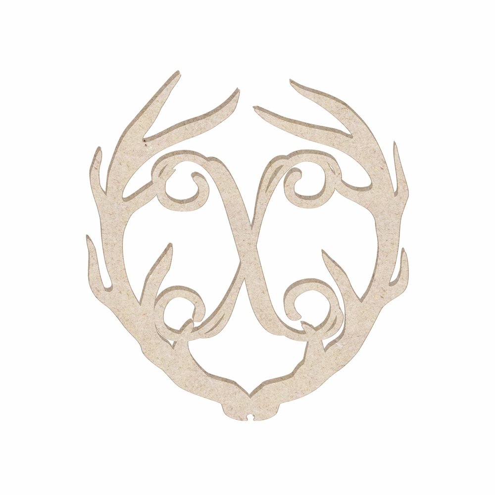 12" Antler Monogram Cutout Unfinished Wood Unpainted Initial X (Sizes 12"-30")