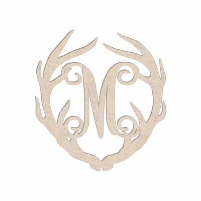 12" Antler Monogram Cutout Unfinished Wood Unpainted Initial M (Sizes 12"-30")
