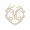 12" Antler Monogram Cutout Unfinished Wood Unpainted Initial M (Sizes 12"-30") view 1