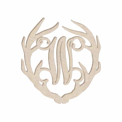 12" Antler Monogram Cutout Unfinished Wood Unpainted Initial W (Sizes 12"-30")