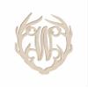 12" Antler Monogram Cutout Unfinished Wood Unpainted Initial W (Sizes 12"-30") view 1