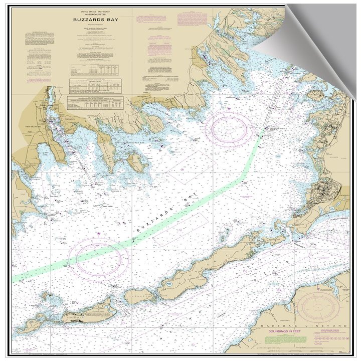 Buzzards Bay, MA Decorative Nautical Chart