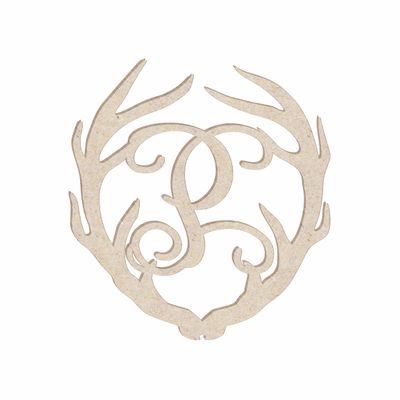 12" Antler Monogram Cutout Unfinished Wood Unpainted Initial P (Sizes 12"-30")