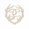 12" Antler Monogram Cutout Unfinished Wood Unpainted Initial P (Sizes 12"-30") view 1