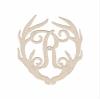 12" Antler Monogram Cutout Unfinished Wood Unpainted Initial R (Sizes 12"-30") view 1