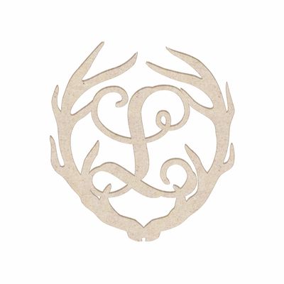 12" Antler Monogram Cutout Unfinished Wood Unpainted Initial L (Sizes 12"-30")
