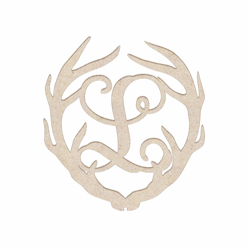 12" Antler Monogram Cutout Unfinished Wood Unpainted Initial L (Sizes 12"-30")