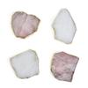 1PC) 3.5'' Natural Crystal Quartz Slice Gemstone Golden Plated Coasters Wedding Party Home Decoration,Cup Mat,Dessert plate,Irregular Rose Quartz 1PC (WHITE) view 3